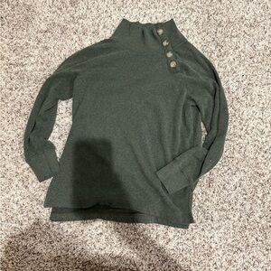 J. Crew Forest Green Turtleneck Sweater with Button Accents